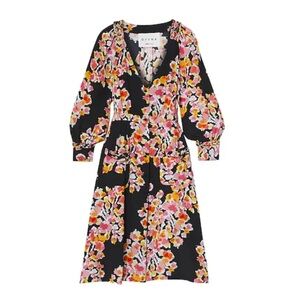 DYVNA Dress Womens Size 6  Button Front  Floral Silk Feminine Romantic Boho Luxe